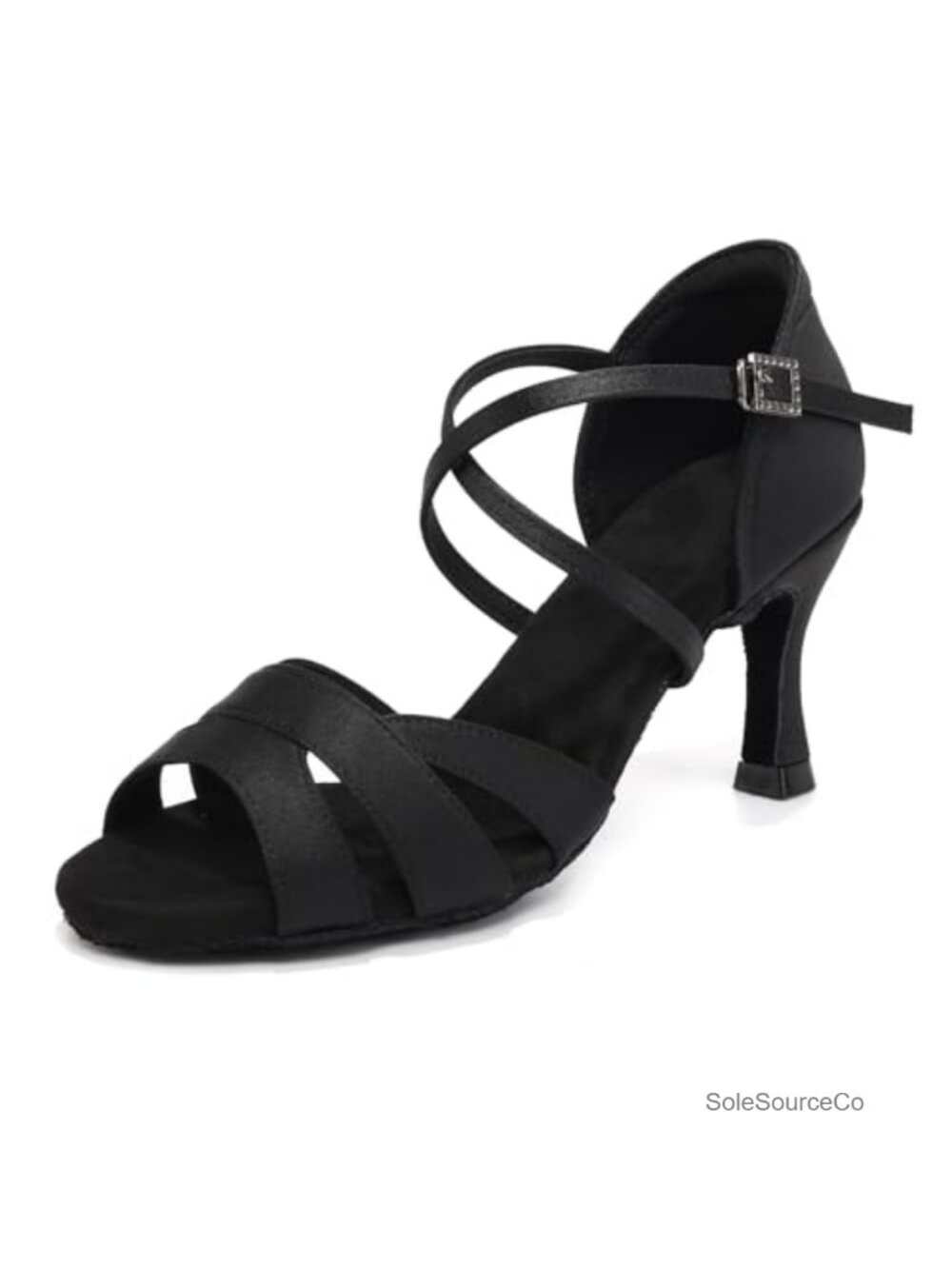 Women's Satin Latin Dance Shoes Open Toe Suede Sole 3in Heel